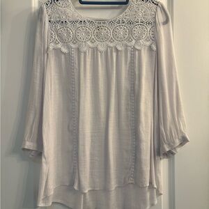Fig and Flower White Floral Lace Blouse